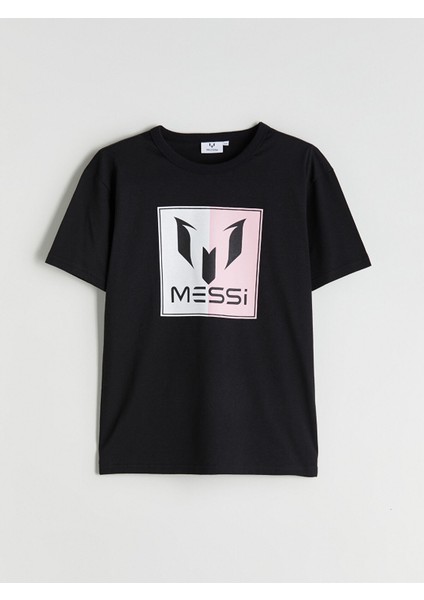Yeni Sezon Bisiklet Yaka Messi Baskılı Erkek Çocuk Tişört