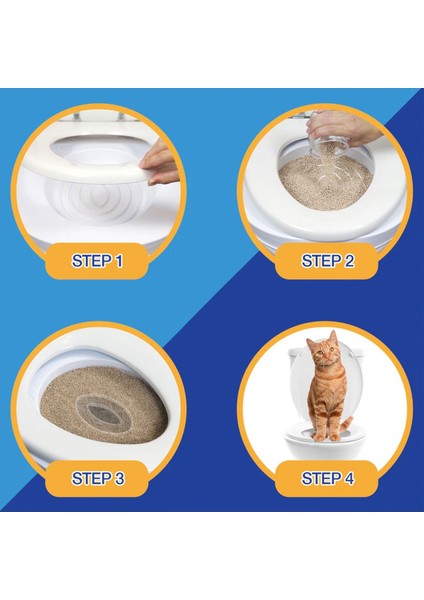 Beyaz Kedi Tuvalet Eğitim Seti ve Klozet Aparatı, Temiz ve Kolay Kullanım modelleri