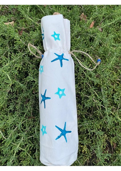 Bej Renk Pamuklu Yıldız Desenli Büzgülü El Yapımı Şişe Kılıfı fiyatları