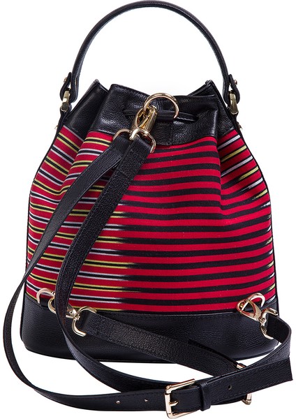 Kuz - Siyah Deri ve Ince Çizgi Desenli Sırt, Omuz ve El Çantası modelleri