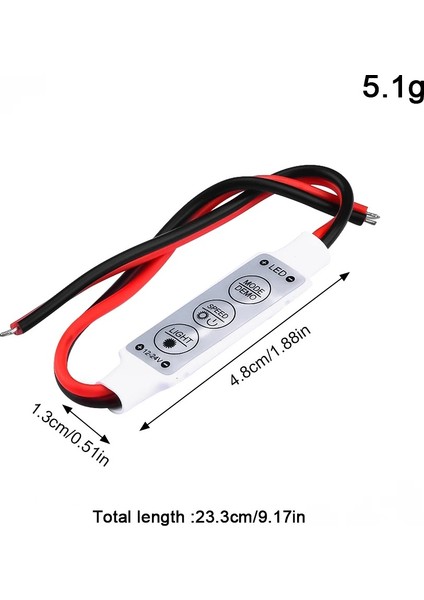 Üç Tuşlu Tek Renkli LED Kontrol Cihazı 12V-24V