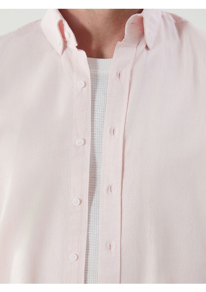 Yeni Sezon Regular Fit Kısa Kollu Keten Karışımlı Erkek Gömlek modelleri