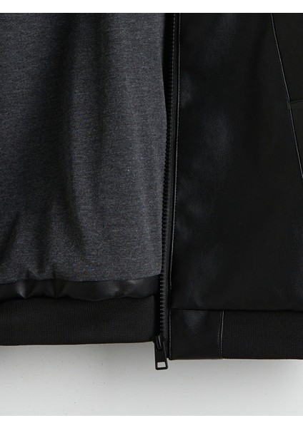 Yeni Sezon Erkek Çocuk Deri Görünümlü Mont modelleri