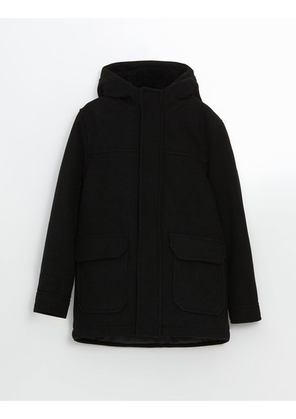 Yeni Sezon Kapüşonlu Erkek Çocuk Kaşe Kaban
