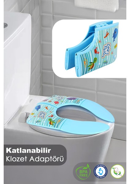 Pratik Katlanabilir Tuvalet Adaptörü, Bebek ve Çocuklar Için Mavi Renkli