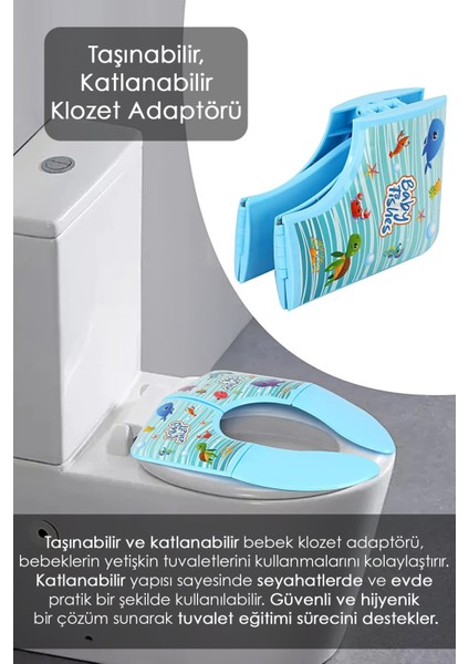 Pratik Katlanabilir Tuvalet Adaptörü, Bebek ve Çocuklar Için Mavi Renkli fiyatları