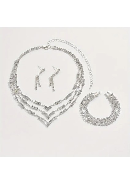 Gümüş Kaplama Motifli Lüks Zirkon Takı Seti Abiye Set modelleri