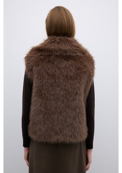 Çift Cepli Peluş Yelek Kahve K2617006_005 fiyatları