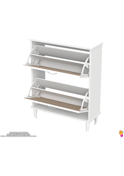 Asaf Cordoba Renk 72 cm Kapı Önü Ayakkabılık 2 Düşer Kapak 4 Göz Bölmeli Ayakkabılık 72X90X25,5 cm fırsatları
