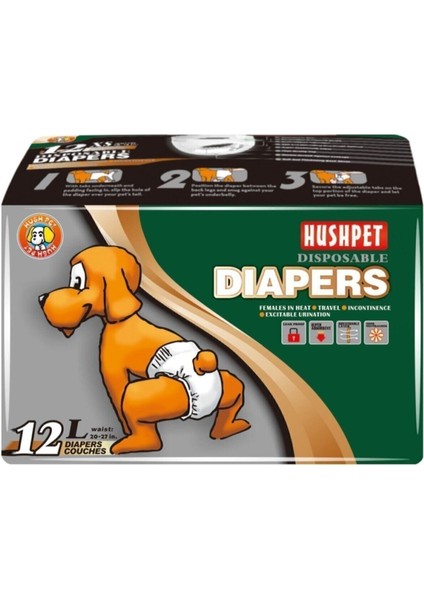 Köpek Alt Tuvalet Bezi 12'li Large, Rahat ve Kullanışlı Köpek Bezi Seti