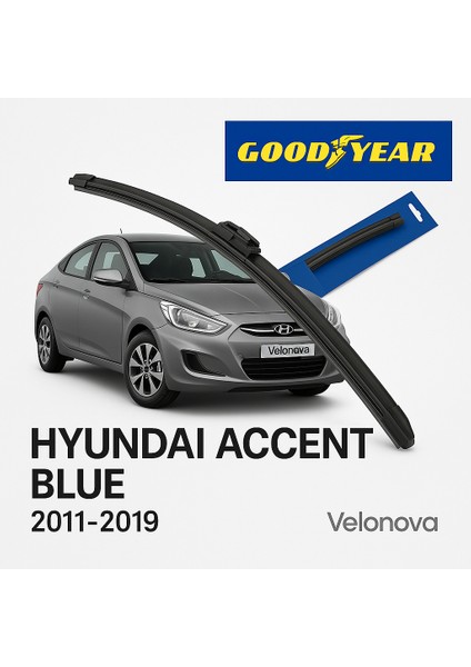 Good Year 2’li Set Muz Tipi Silecek Takımı Hyundai Accent Blue 2011-2019 Ön Cam Silecek 650MM-400MM