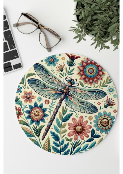 Yusufçuk Kuşu Desenli No:1 Baskılı Yuvarlak Gaming Mousepad