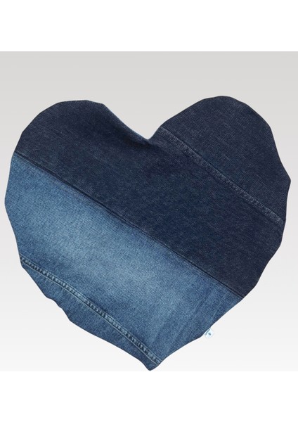 Kalp Şeklinde El Yapımı Sürdürülebilir Denim Kırlent Kılıfı fiyatları