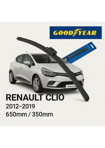 Good Year 2’li Set Muz Tipi Silecek Takımı Renault Clio 2012-2019 Ön Cam Sileceği 650MM-350MM