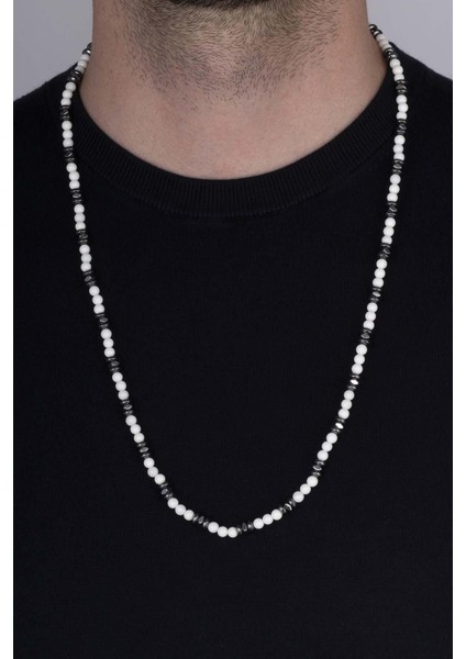 Sedef Hematit Yuvarlak Kesim Doğal Taş Erkek Kolye fiyatları