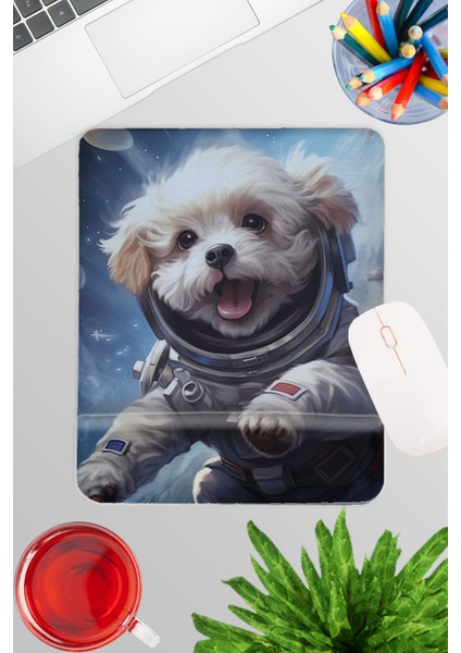 Sevimli Astronot Köpekler No:1 Oyuncu Gaming Dikdörtgen Bilek Destekli Mousepad
