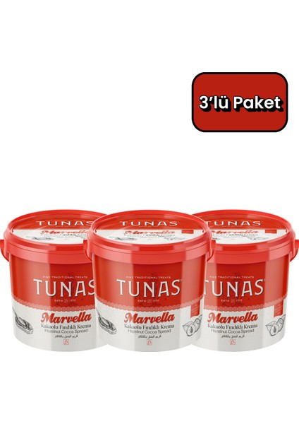 Marvella 3 Adet Kakaolu Fındık Kreması (3X850=2550 Gr)