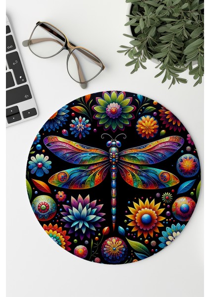 Yusufçuk Kuşu Desenli No:3 Baskılı Yuvarlak Gaming Mousepad