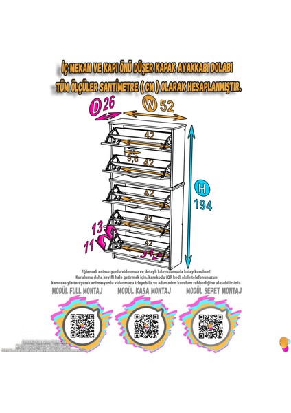 Ikra Antre Cordoba Renk 52 cm Genişlik 5 Düşer Kapak 10 Göz Bölmeli Ayakkabılık 52X194X26 cm fiyatları