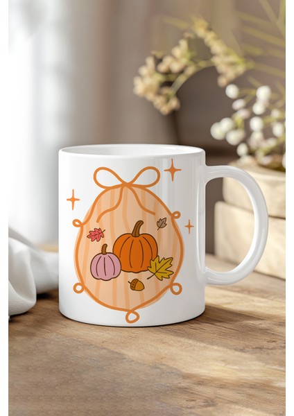 Sonbahar Temalı Balkabakları Baskılı Hediyelik Kupa Bardak