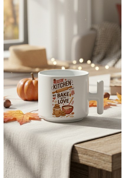 In This Kitchen Baskılı Hediyelik T Kulplu Latte Fincanı Kupa Bardak