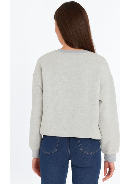 Nakış Detaylı Sweatshirt Gri Melanj fiyatları