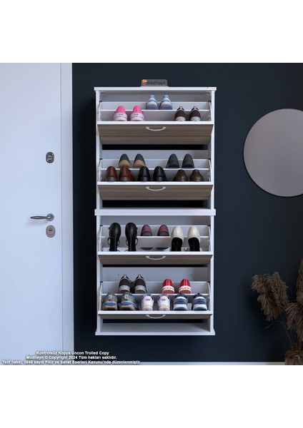 Asaf 2 Li Cordoba Renk Asma Ayakkabılık Antre 4 Düşer Kapak 8 Göz Bölme Ayakkabılık 52X148X 25,5 cm fırsatları