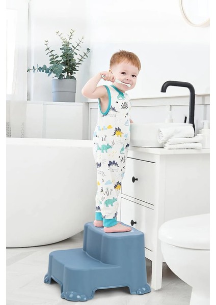 Çocuklar Için Tuvalet Eğitimi Seti, Kaydırmaz Basamak ve Kulplu Adaptör Mavi fiyatları