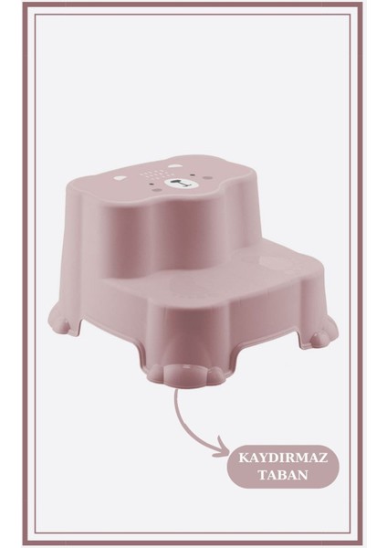 Pembe Çocuk Taburesi, Çift Basamaklı, Güvenli ve Şık Banyo Lavabo Destekli indirimleri