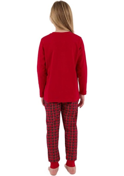 Kız Çocuk Kırmızı Uzun Kollu Pijama Takımı 3514-G modelleri