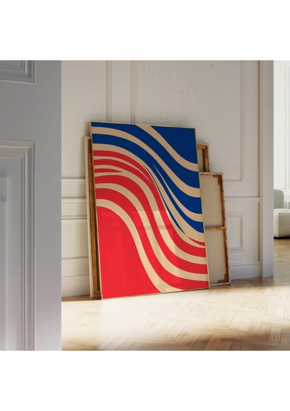 Kırmızı ve Mavi Dalgalı Soyut Sanat: Orta Yüzyıl Modern Dekoru (& Dosyalar)