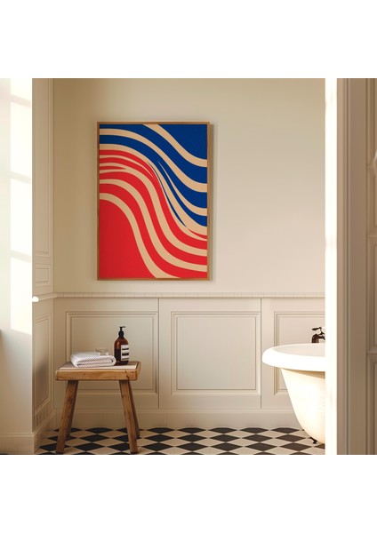 Kırmızı ve Mavi Dalgalı Soyut Sanat: Orta Yüzyıl Modern Dekoru (& Dosyalar) fırsatları