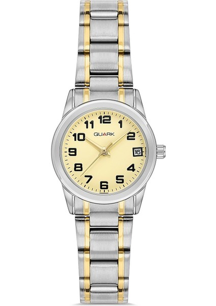 QL-X001SG-9B Çelik Kasa Çelik Kordon Takvimli Kadın Kol Saati