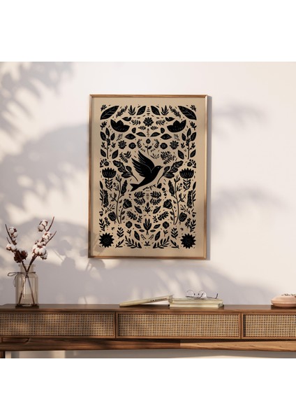 Siyah Kuş Iskandinav Halk Sanatı: Vintage Çiçek ( ) modelleri