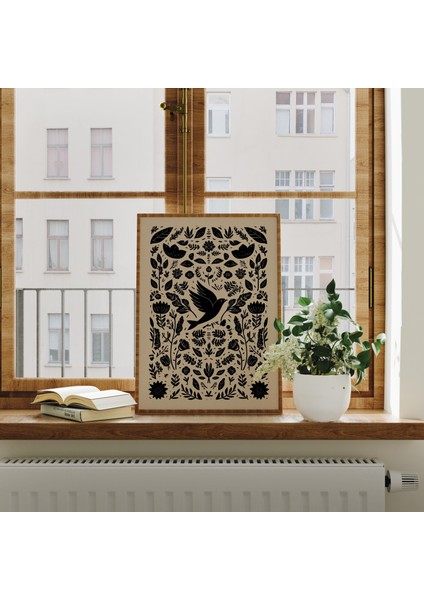Siyah Kuş Iskandinav Halk Sanatı: Vintage Çiçek ( ) fırsatları
