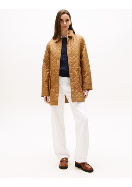 Padded Nylon Reg Quılted Coat Kadın Kahverengi Parka - WW0WW46448