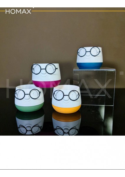 Gözlüklü Dekoratif Saksı Orta Boy 1 Adet ROYALEKS-5721