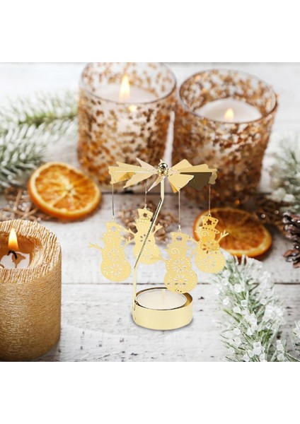 Altın Renkli Dönebilen Metal Tealight Mumluk – Kar Tanesi ve Noel Figürlü Dekoratif Mumluk indirimleri