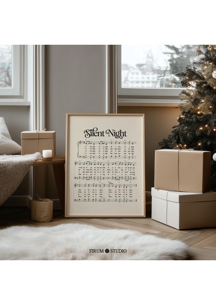 Sessiz Gece Noel Notaları, Vintage Tatil Duvar Sanatı