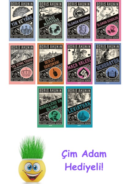 Boris Akunin 10 Kitap Seti + Çim Adam Hediye