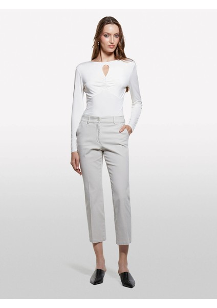 Streç Pamuklu Arkası Biyeli Cepli Pantolon Kadın Pembe Pantolon - 325A49MALE02X