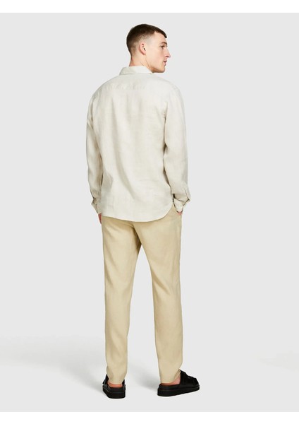 %100 Keten Regular Fit Gömlek Erkek Bej Gömlek - 325P5BKUSQ029 modelleri