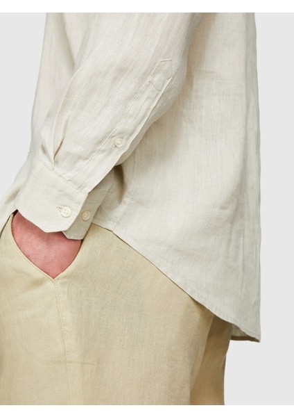%100 Keten Regular Fit Gömlek Erkek Bej Gömlek - 325P5BKUSQ029 indirimleri
