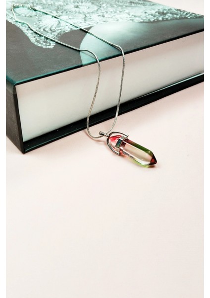 Anyolit 2 Doğal Taşı Zincirli El Yapımı Tasarımlı Kolye Uç: 3,5 cm Zincir: 20 cm Kutulu modelleri