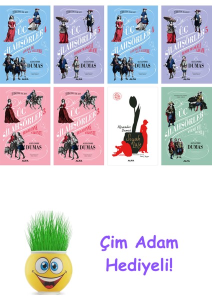Alexandre Dumas 8 Kitap Seti + Çim Adam Hediye