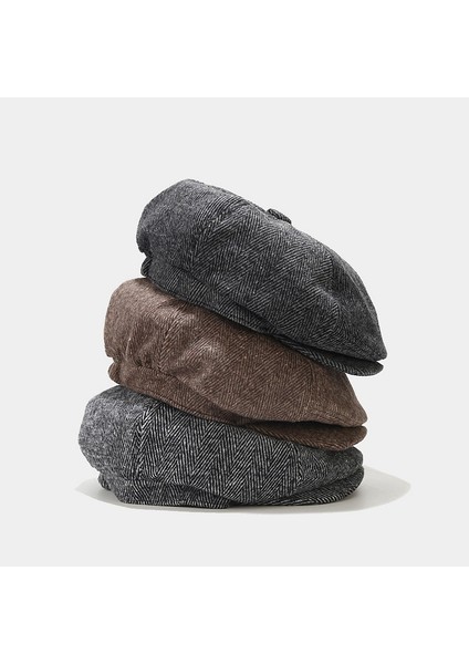 Standart Kışlık Yün Ingiliz Kasket Dökümlü Peaky Blinders Kasket Balıksırtı Kasket Arkası Lastikli modelleri