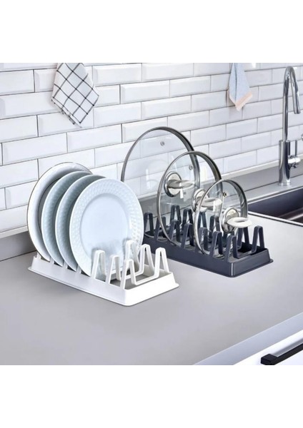 2 Adet Tencere Kapağı Düzenleyici I Kapak Organizeri , Tabak Düzenleyici / Beyaz