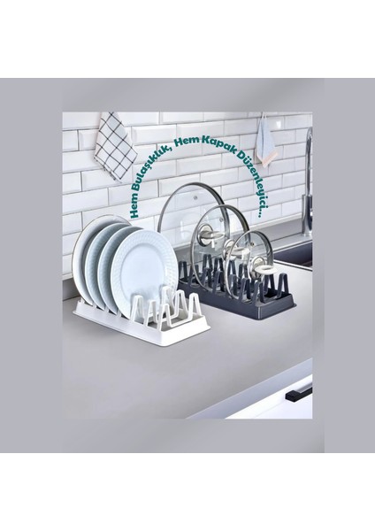 2 Adet Tencere Kapağı Düzenleyici I Kapak Organizeri , Tabak Düzenleyici / Beyaz modelleri