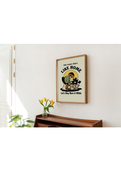 Çerçeveli Retro Kurbağa Duvar Dekoru, Trend Mantar Illüstrasyonu, Renkli 70'ler Posteri, Pozitif Baskılar fırsatları