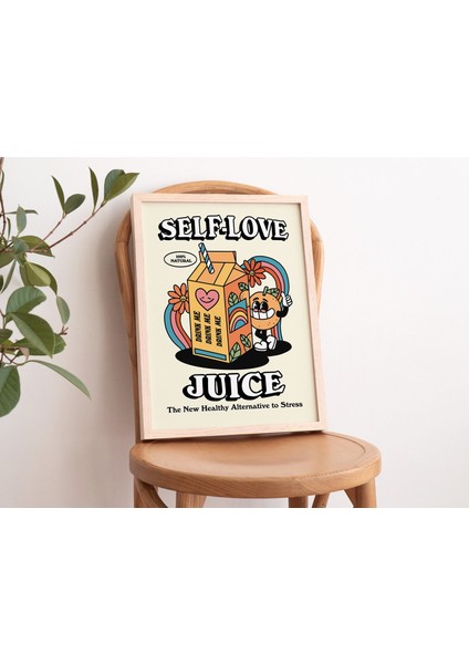 Çerçeveli Öz Sevgi Suyu Baskısı, 70'ler Poster Illüstrasyonu, Vintage Estetik Çerçeveli Posterler fiyatları